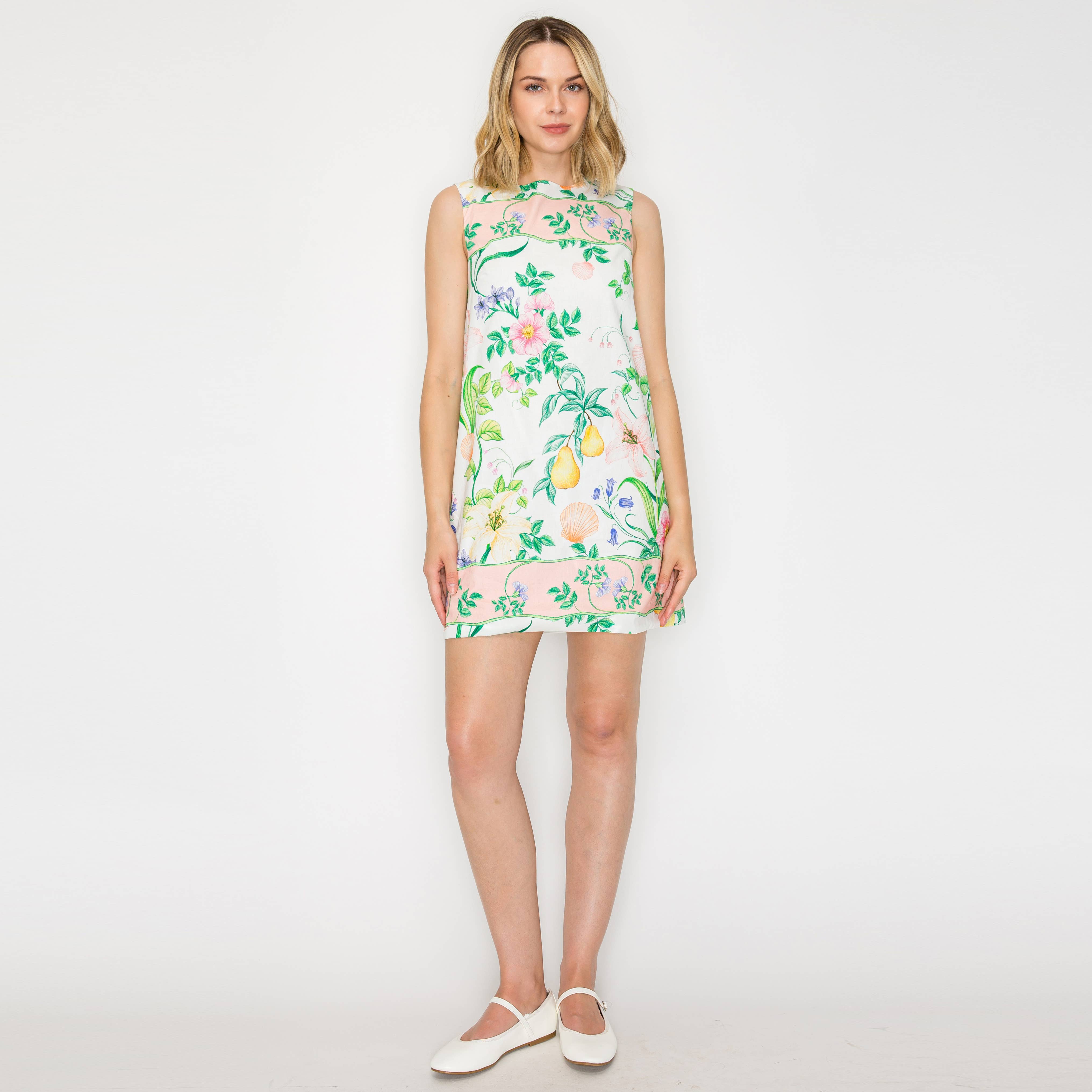 Summer Romantic Garden with Shell White Mini Dress