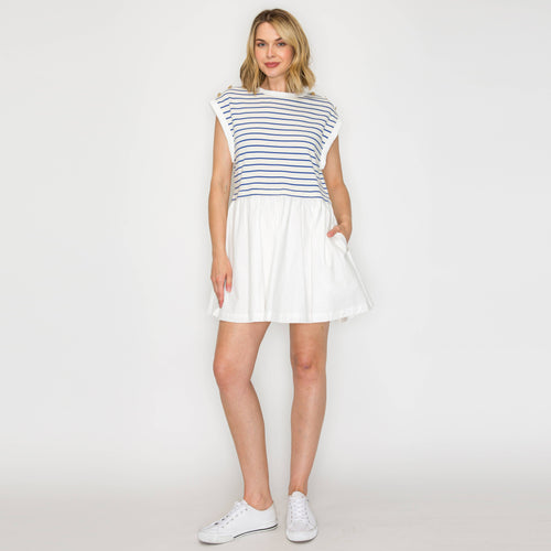 Marine Blue Stripe Mini Dress