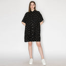 Linen print shirts mini dress