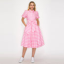 Pretty in Pink Stripe Shirt Midi Dress