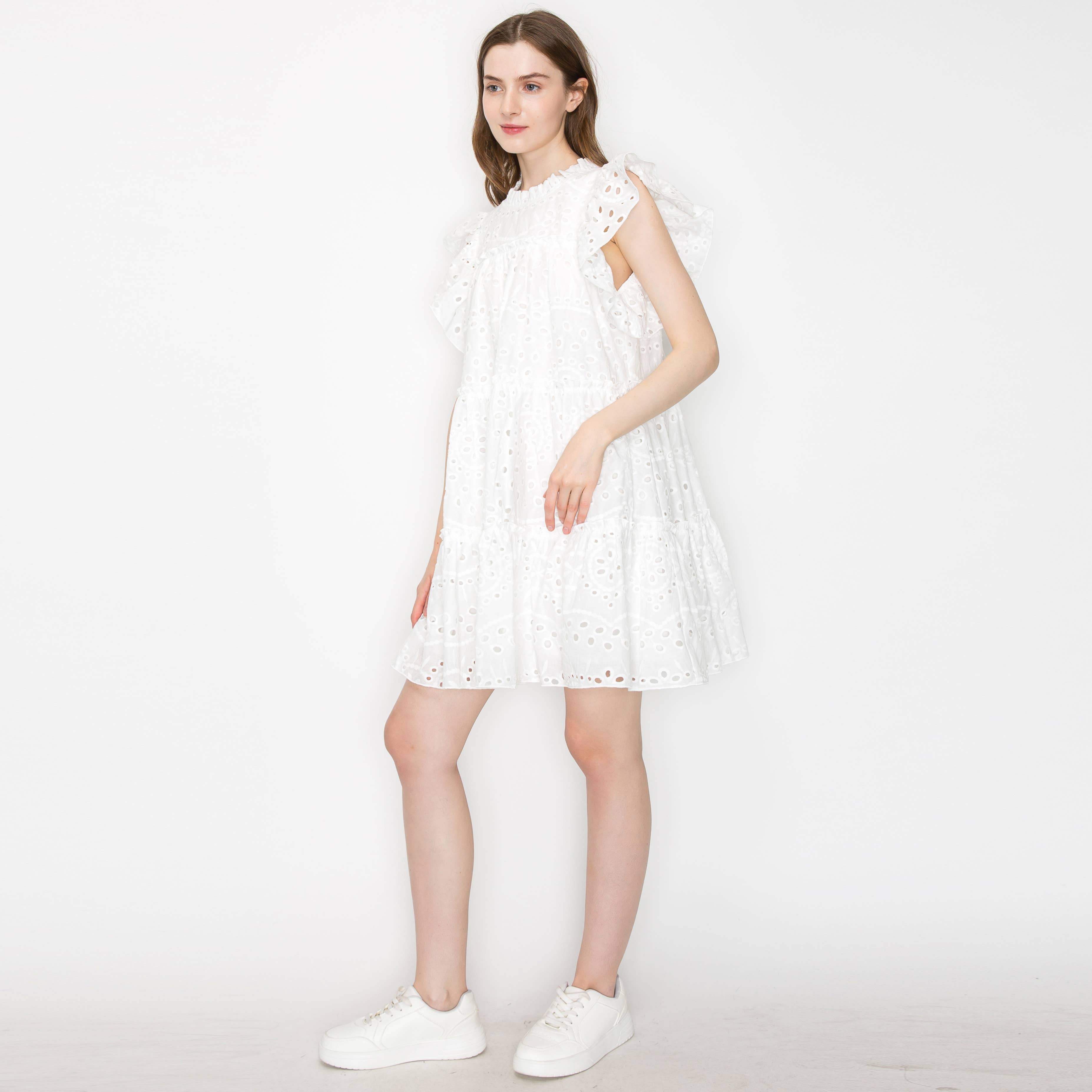Cotton eyelet mini dress