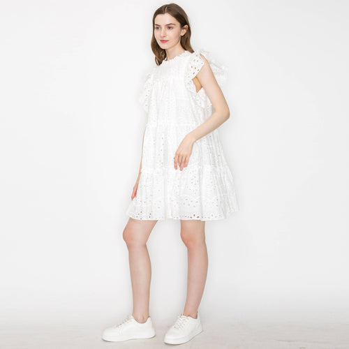 Cotton eyelet mini dress