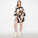 Black floral print mini dress