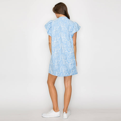 Flower Embroidery All Over Mini Dress