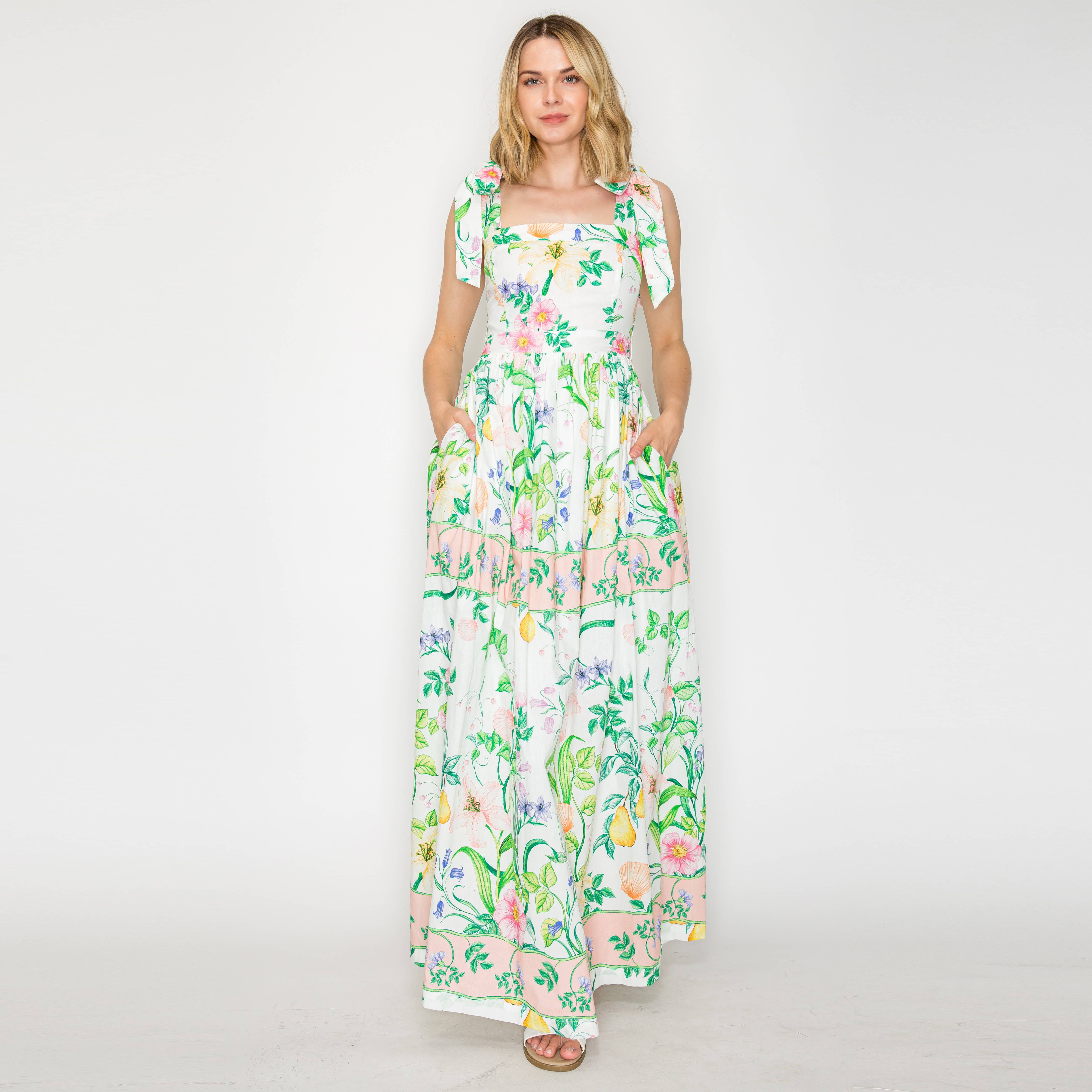 Summer Romantic Garden with Shell Maxi Dress