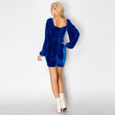 Royal blue velvet mini dress