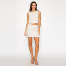 Petal Whisper Shell-Trim Crop Top