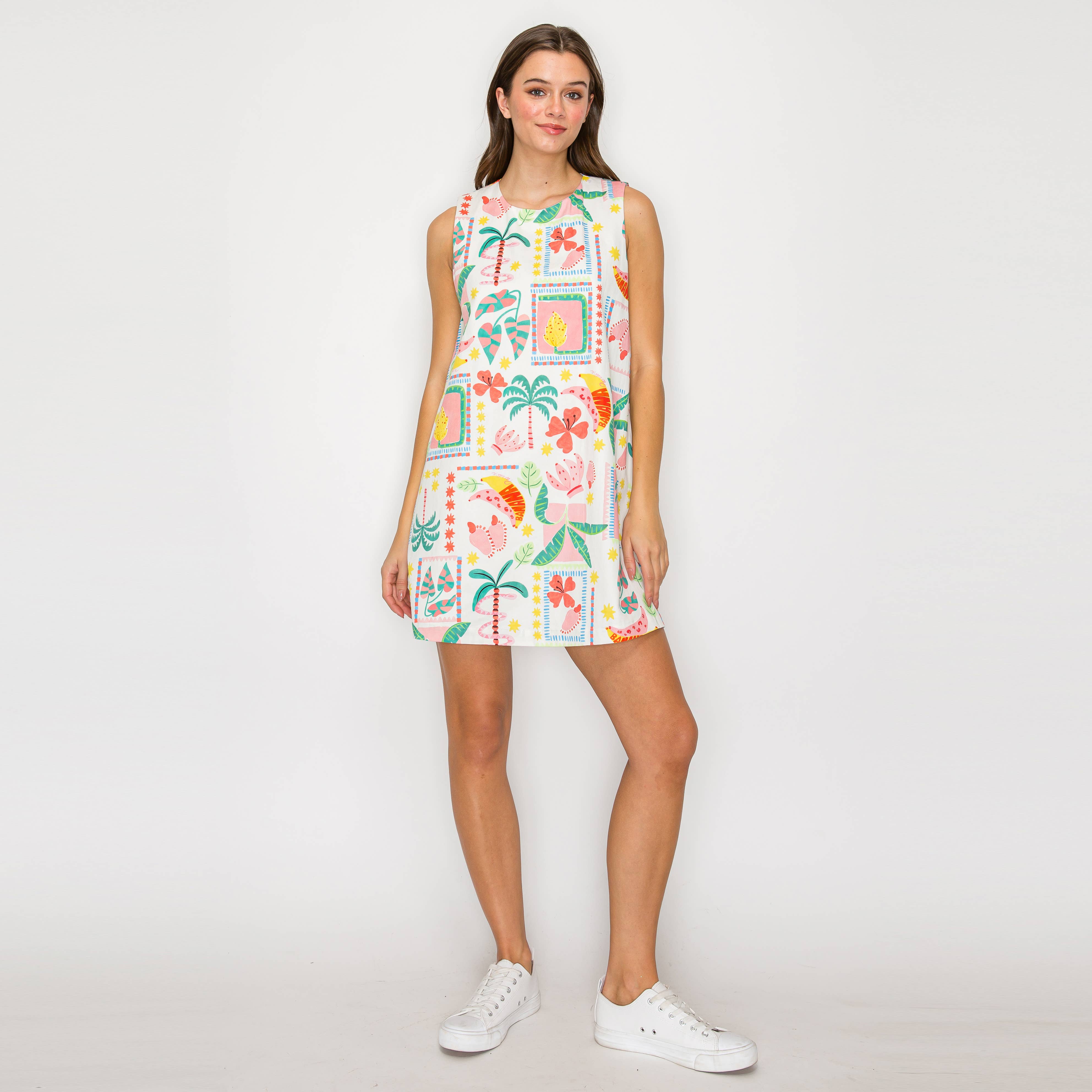 Retro Tropical Vives Mini Shift Dress