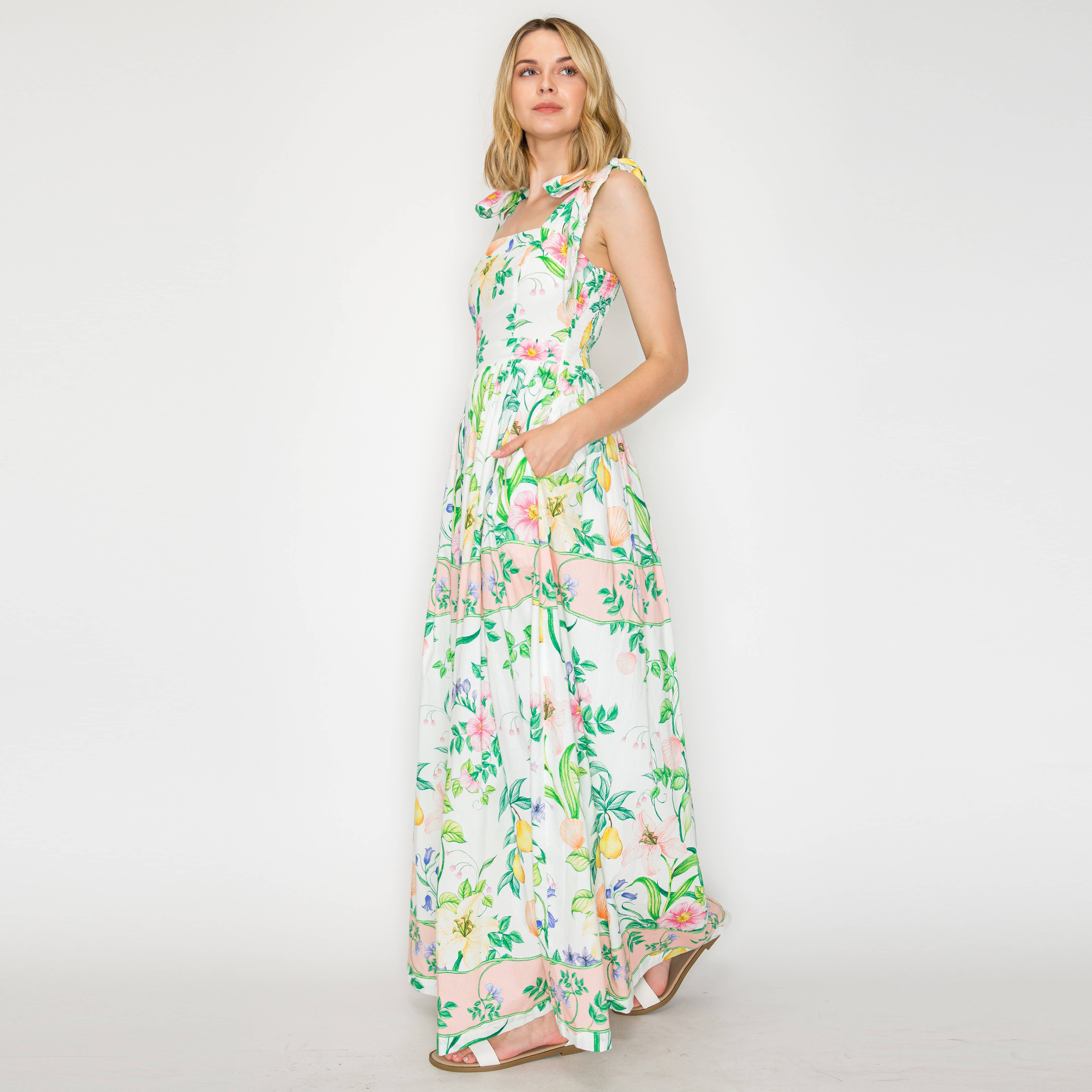 Summer Romantic Garden with Shell Maxi Dress