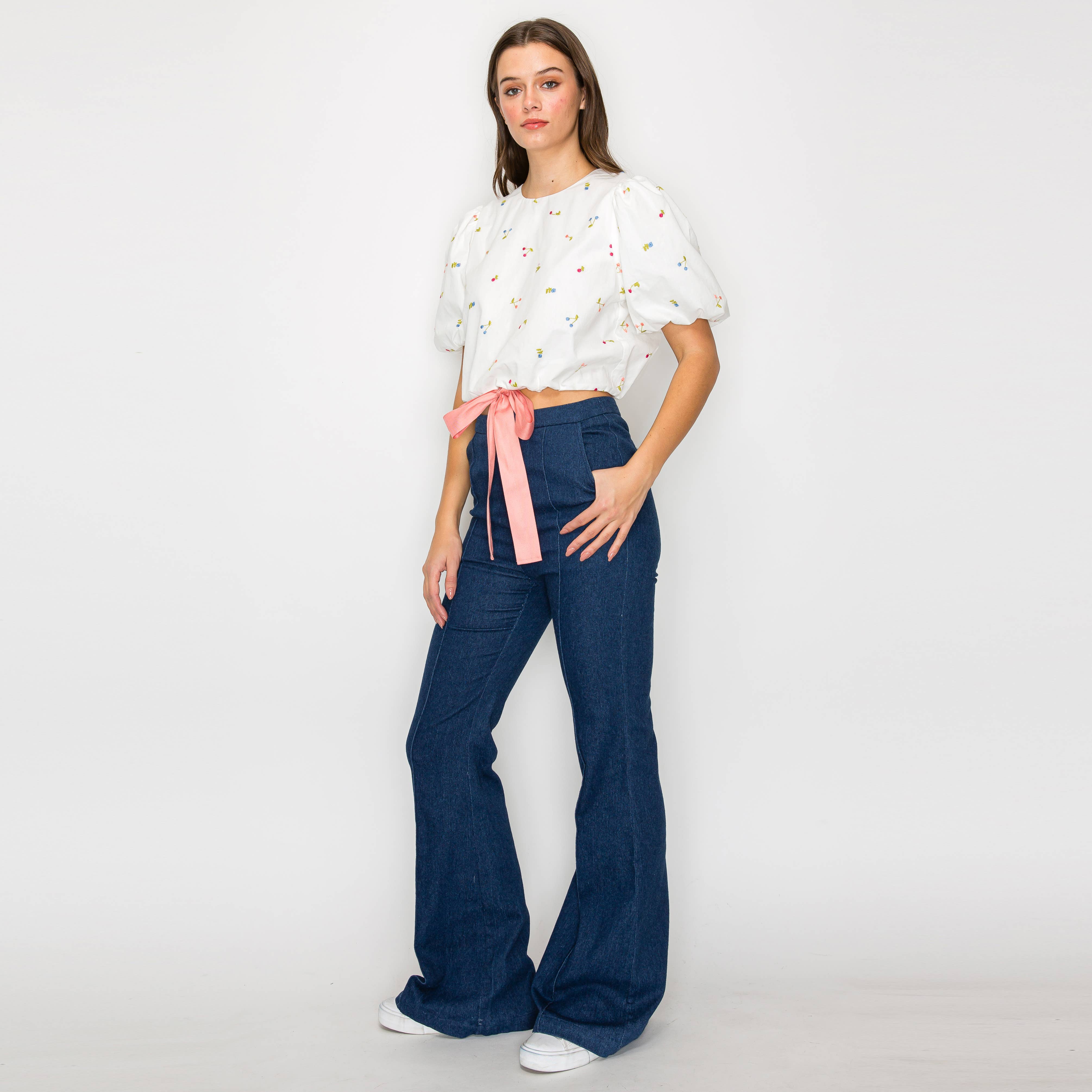 Cherry Cherry Cherry Crop Top With Bow