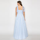 Dreamy Blue Stripe Maxi Dress with Shoulder Tie
