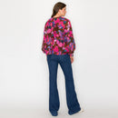 Pink in fall abstract print long sleeve blouse