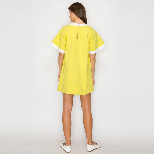 Lemon & White Retro Mod Look Mini dress