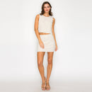 Petal Whisper Shell-Trim Mini Skirt