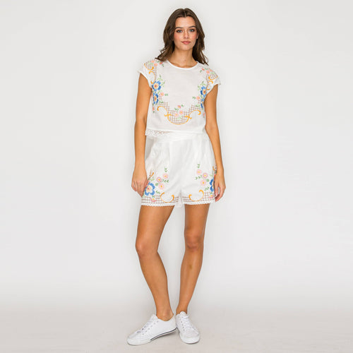 Heirloom Garden Embroidered Lace Crop Top