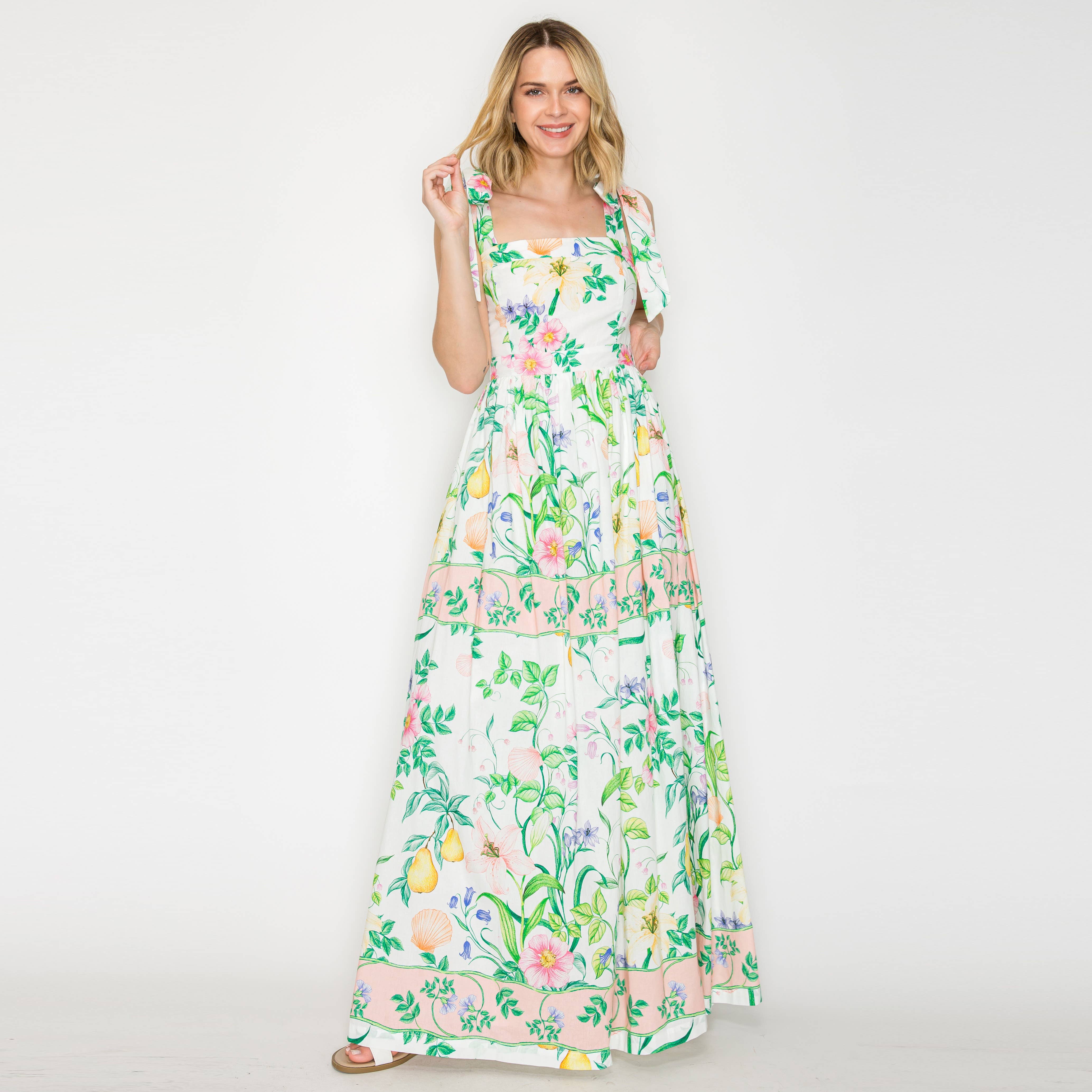 Summer Romantic Garden with Shell Maxi Dress