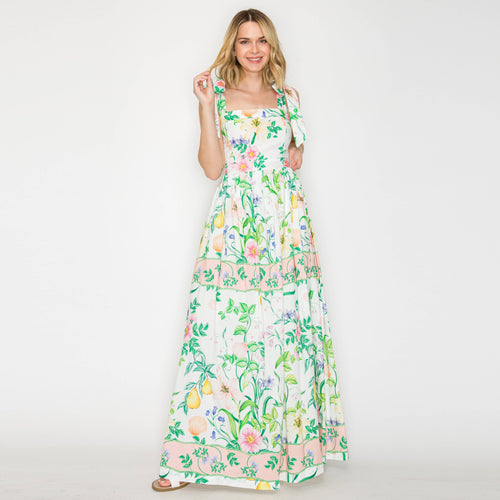 Summer Romantic Garden with Shell Maxi Dress