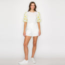 Yellow Flowers Puff Sleeve Top