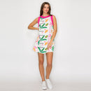 Pink Summer Tropical Mini Shift Dress