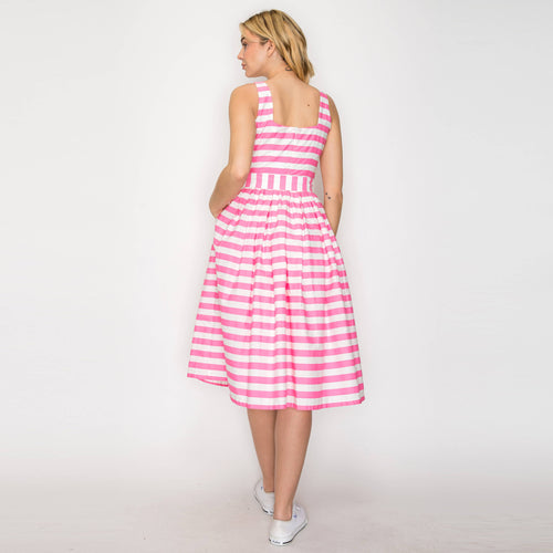 Pretty in Pink Stripe Classic Midi Dress