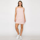 Soft Pink Stripe w/ Embroidery Mini Dress w/ Ruffle -LWD2843