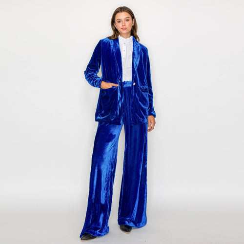 Emily blue velvet blazer