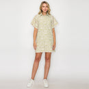 Macha Green Patch Work lace Mini Shift Dress