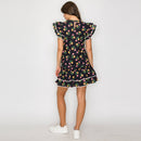Wild Roses Print in Black Mini Skirt