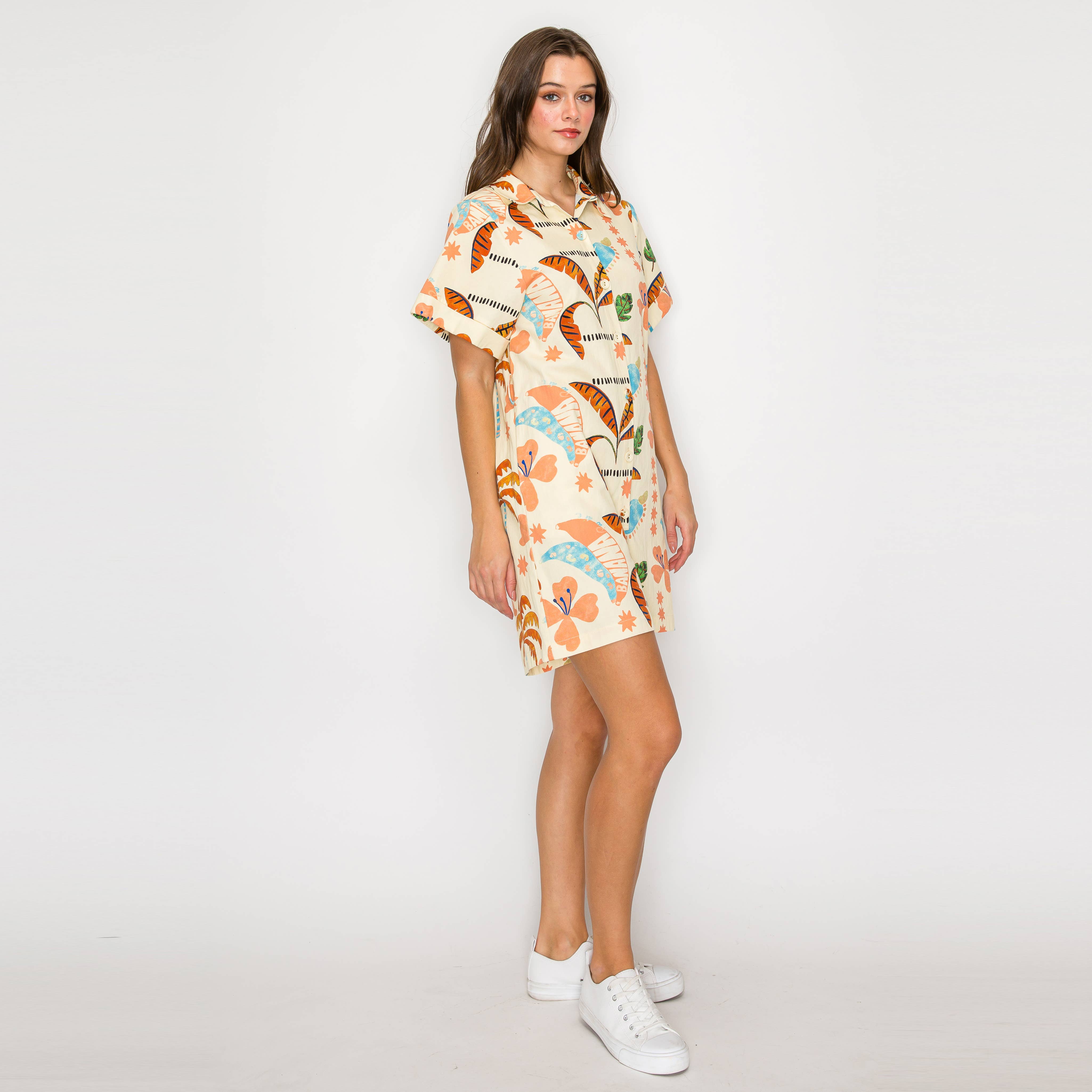 Brown Summer Tropical Romper