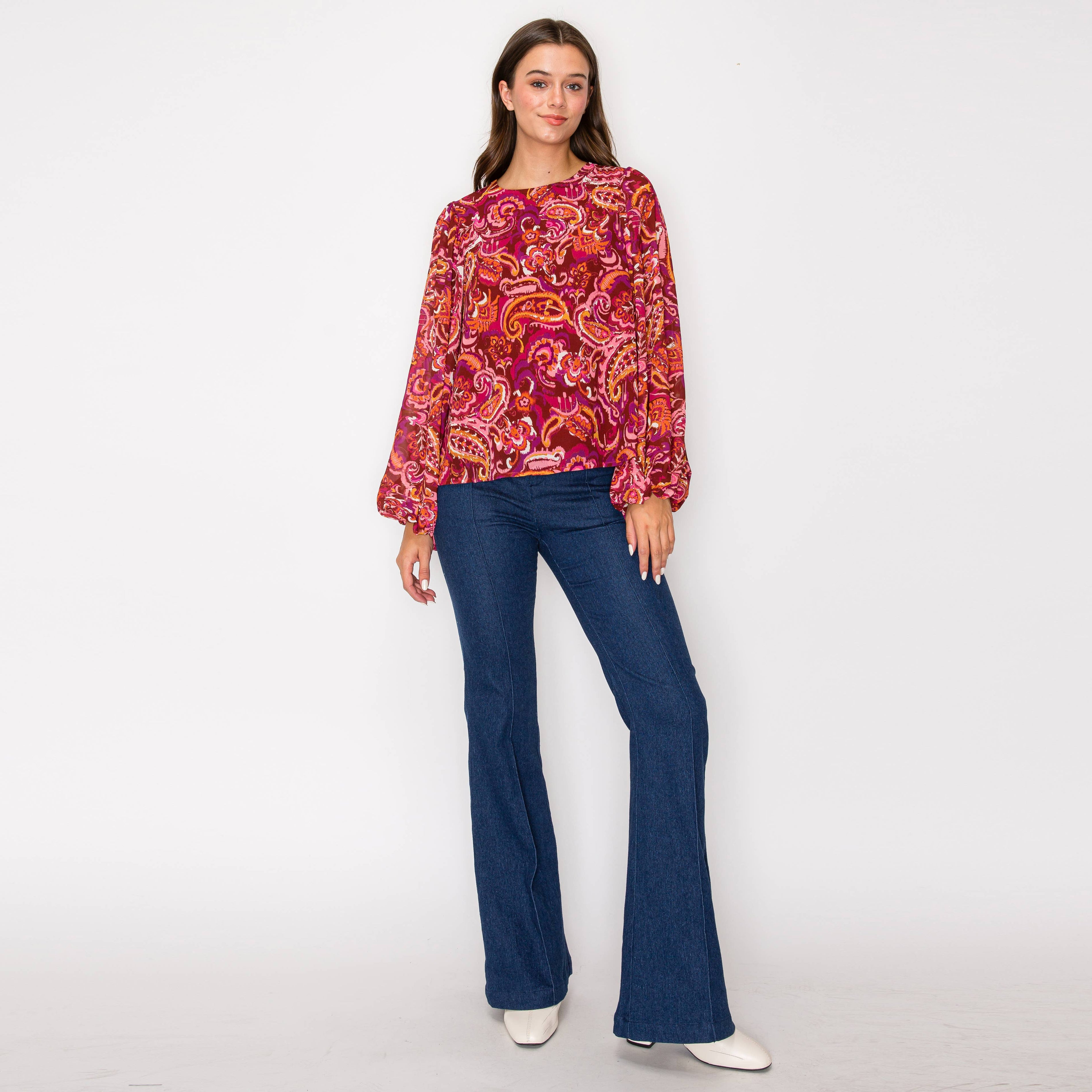 Gypsy Paisley Dramatic Sleeve Blouse