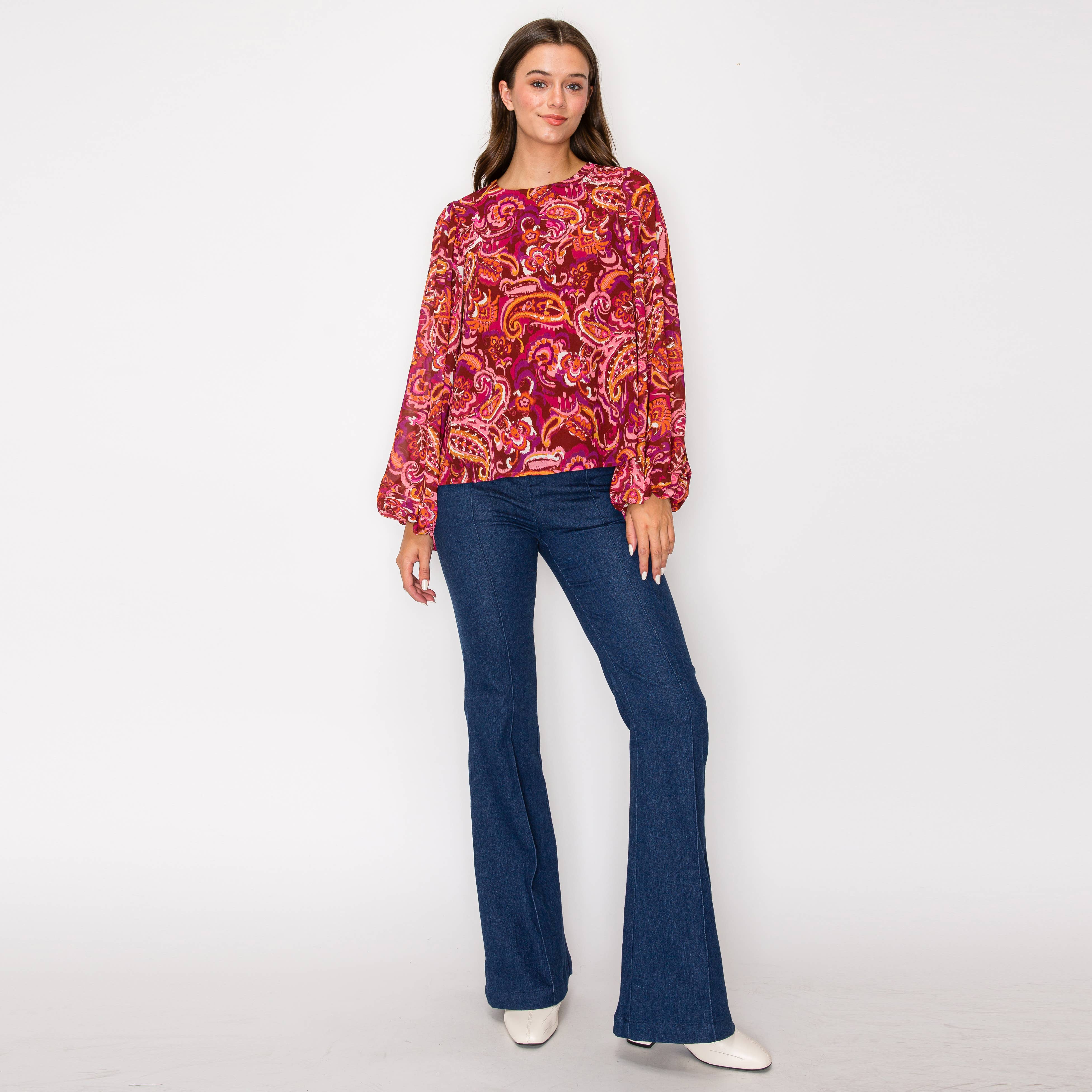 Gypsy Paisley Dramatic Sleeve Blouse