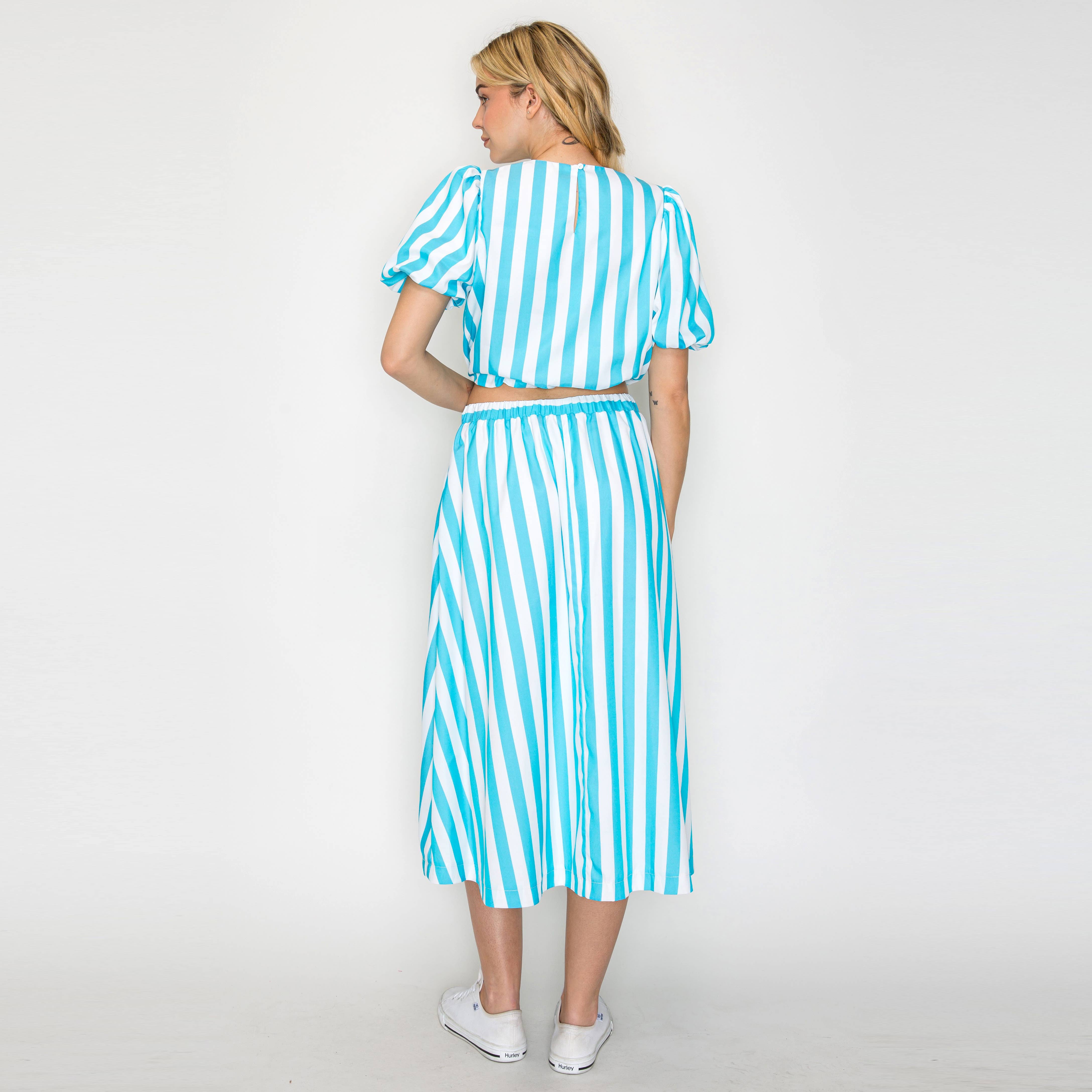 Turquoise Blue Stripe Set