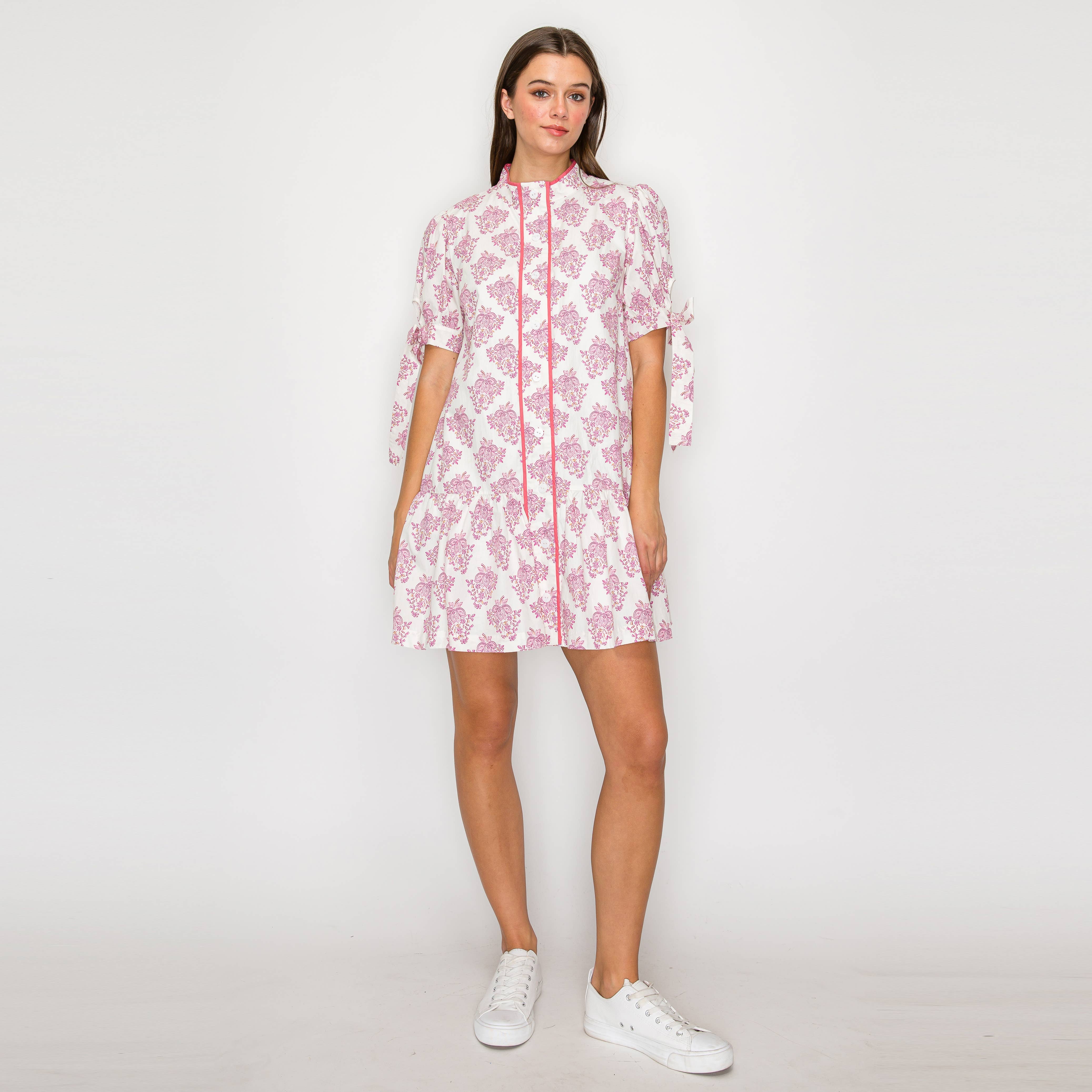 Ajrak Print Cotton Mini Dress