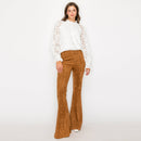 Camel suede boot cut pants