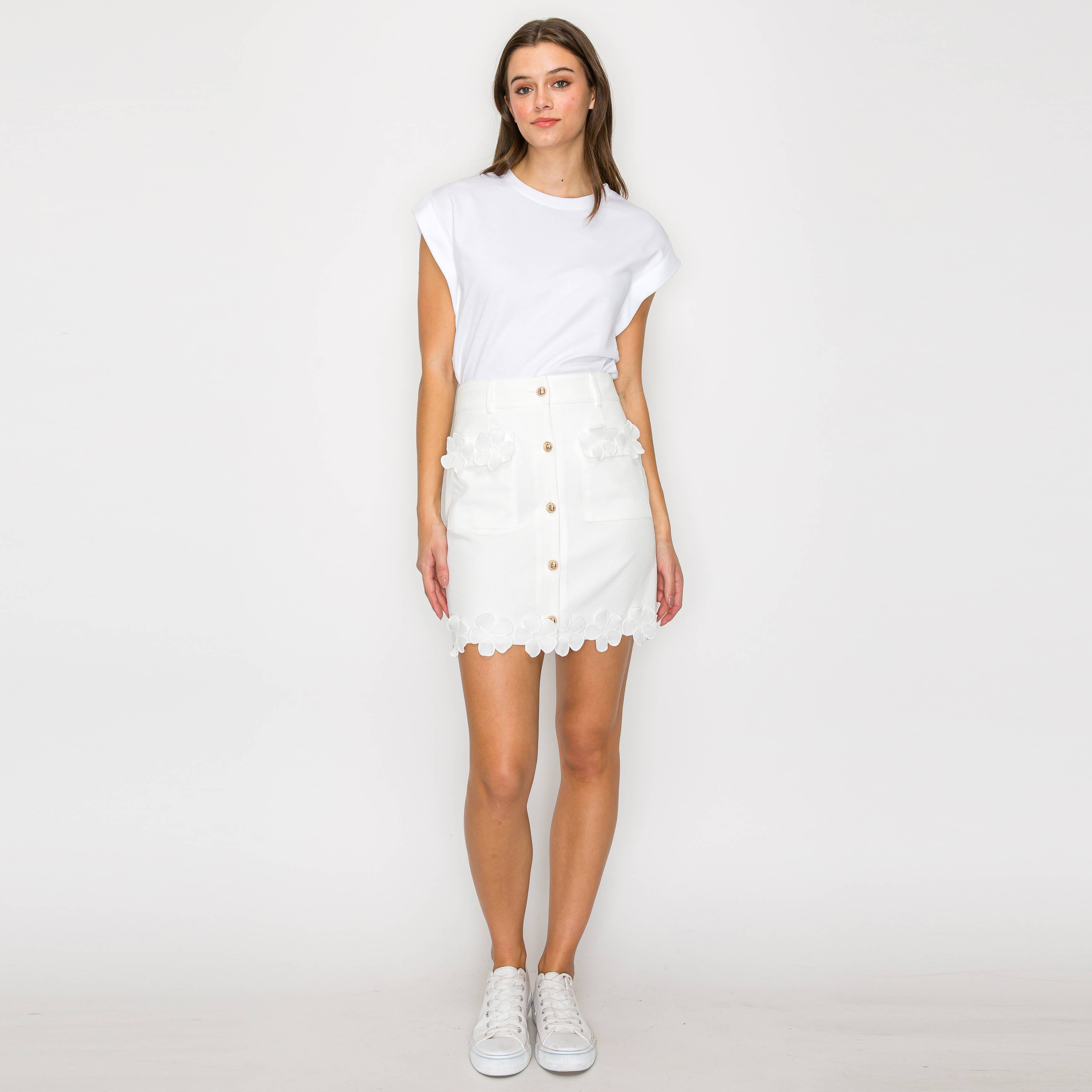 Lovely White Daisy Mini Skirt