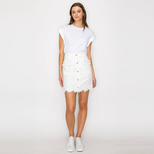 Lovely White Daisy Mini Skirt