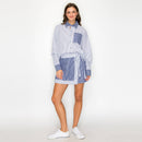 Blue Breeze Mixed-Stripe Wrap Skort