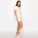 Linen Shorts with Bead Button