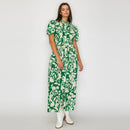 Emerald Meadow Belted Maxi Shirt Dress