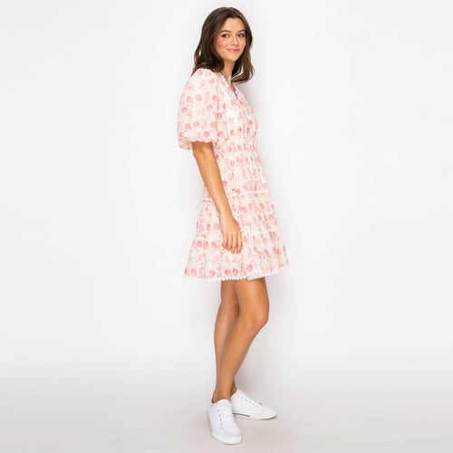 Pink Bell flower Print Mini Dress