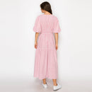 Soft Pink Stripe Linen Midi Dress