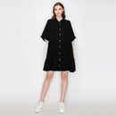 Cotton Gauze oversized shirts mini dress BLACK- LWD2534 