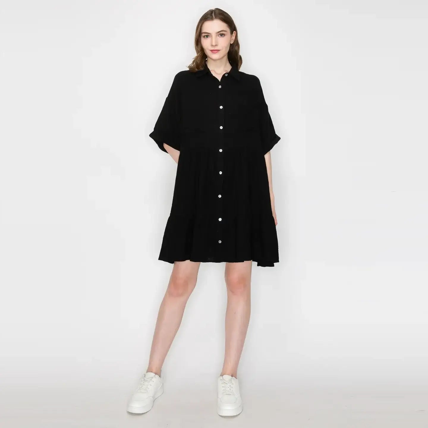 Cotton Gauze oversized shirts mini dress
