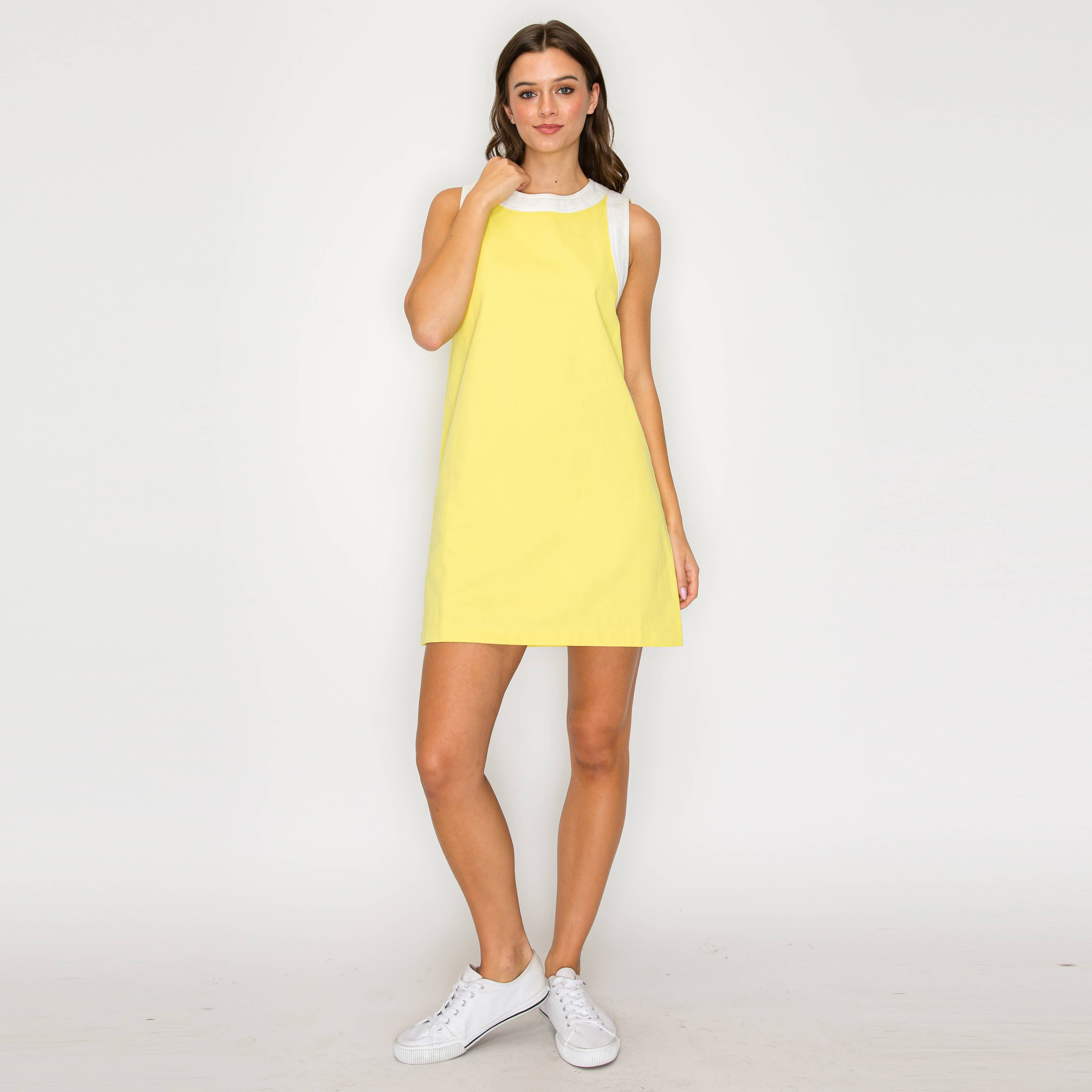Lemon & White Retro Mod Look Mini dress - LWD2903