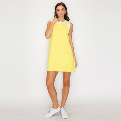 Lemon & White Retro Mod Look Mini dress - LWD2903
