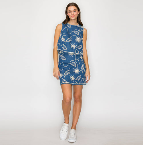 Jacquard Pattern Embroidery Mini Skirt
