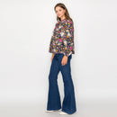 Beautiful Fall Wild Flower Print Cotton Blouse