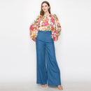 Floral print long sleeves blouse