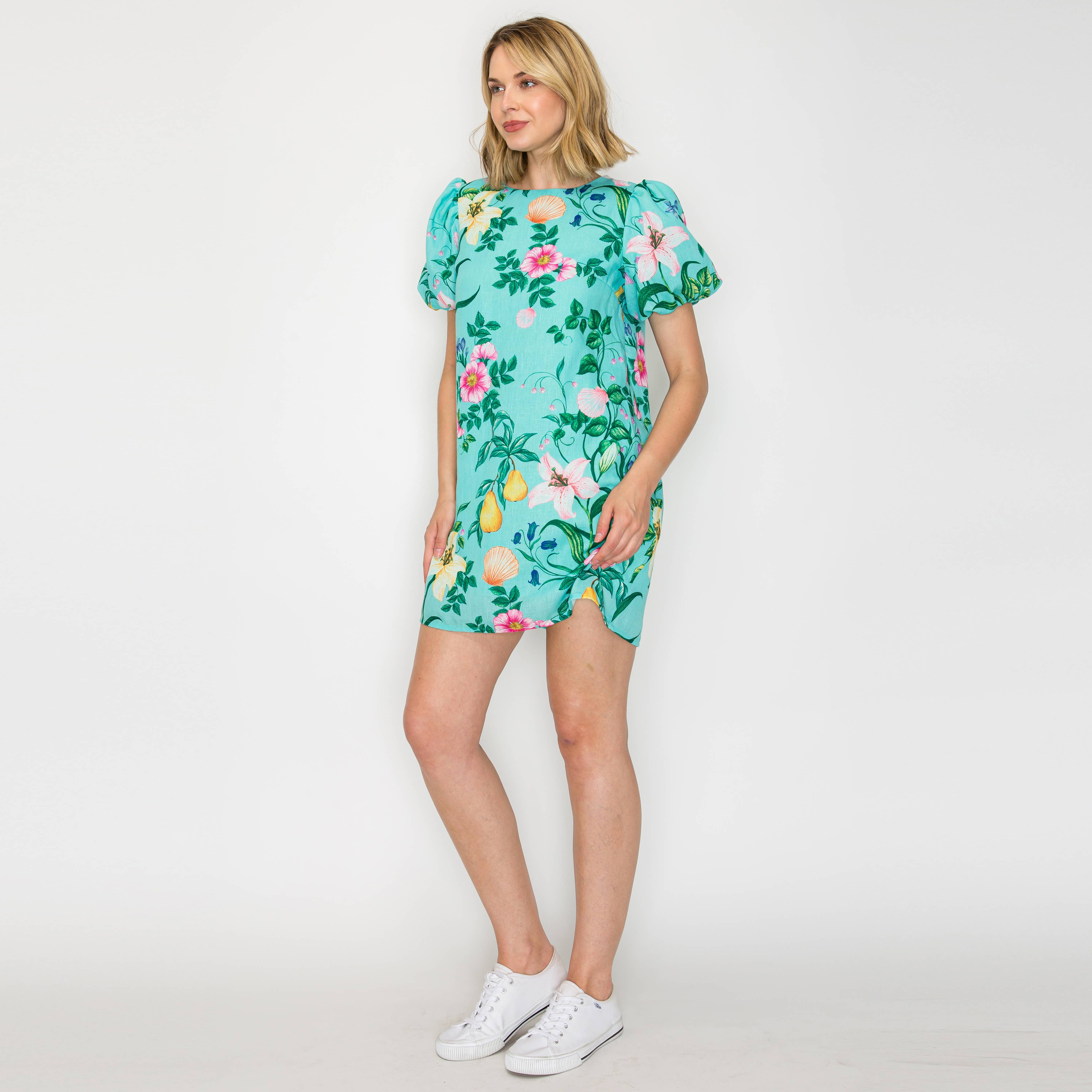 Summer Flower with Shell Shift Mini Dress
