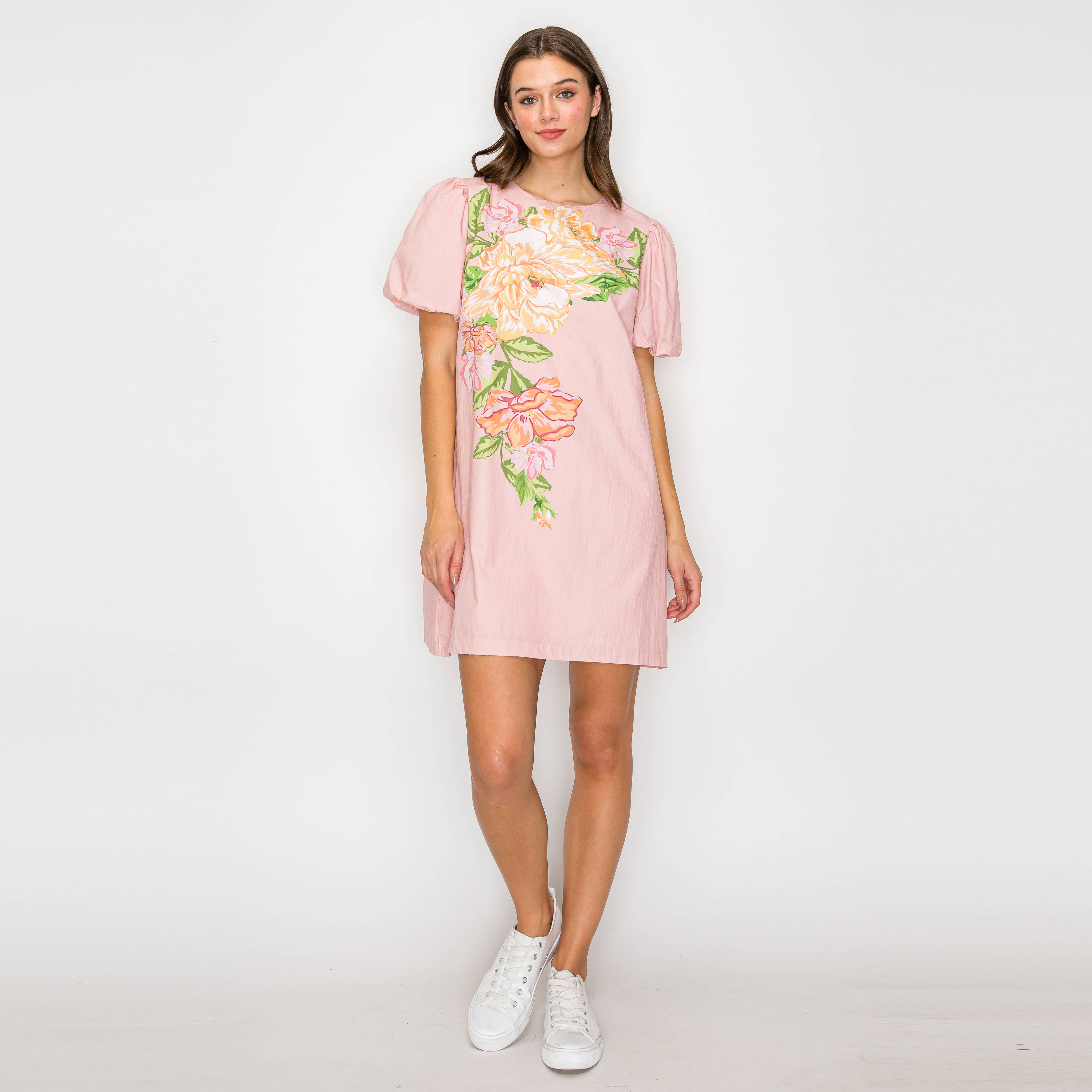 Flower Piece Print Mini Dress